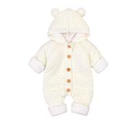 DAY8 Vêtement Bébé Garçon Hiver Chaud Pyjama Bébé Garçon Naissance Pas Cher Combinaison Bébé Fille À Capuche Automne Body Nouveau Né Fille Manteau Barboteuse Combipilote Chic (6-12 Mois, Blanc)