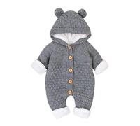 DAY8 Vêtement Bébé Garçon Hiver Chaud Pyjama Bébé Garçon Naissance Pas Cher Combinaison Bébé Fille À Capuche Automne Body Nouveau Né Fille Manteau Barboteuse Combipilote Chic (0-6 Mois, Gris)