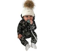 DAY8 Vêtement Bébé Garçon Naissance 0-18 Mois Pyjama Bébé Garçon Hiver Combinaison Bébé Garçon Manche Longue Body Manteau Bébé Fille à Capuche Barboteuses Grenouillères (80(3-6 Mois), Camouflage)