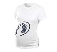 DAY8 Vêtement Femme Enceinte Grande Taille Pas Cher a la Mode Été 2019 Femme Enceinte Tee Shirt Manche Courte Tops Humour Imprimé Haut Sexy Chic Chemisier Tunique Casual Sport (M, Blanc)