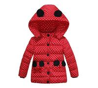 DAY8 Vêtements Bébé Fille Hiver Manteau Fille Enfant Chaud Parka Veste À Capuche Blouson en Coton Enfant Garçon 1-4 Ans À Pois (3-4 Ans, Rouge)