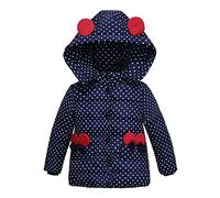 DAY8 Vêtements Bébé Fille Hiver Manteau Fille Enfant Chaud Parka Veste À capuche Blouson en Coton Enfant Garçon 1-4 Ans À Pois Automne (1-2 ans, Bleu marine)