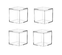 Dayaanee Lot de 4 boîtes carrées en plastique acrylique transparent avec couvercle pour bonbons, pilules et petits bijoux 60 x 60 x 60 mm