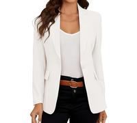 DayaEmmoTQ Blazer Femme Élégant Casual Veste de costume Business Revers Slim Manches Longues Bureau Costume Manteau, Blanc., S