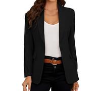 DayaEmmoTQ Blazer pour femme élégant et décontracté Veste de costume d'affaires à revers mince manches longues bureau costume manteau ouvert pour femme pour printemps et automne, Noir , L