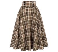 DayaEmmoTQ Jupe longue vintage pour femme - Jupe d'hiver élégante - Ligne A - Taille haute - Jupe midi plissée décontractée - Jupe élastique, jaune, XL