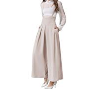 DayaEmmoTQ Salopette élégante pour femmes - Salopette haute taille, courte avec fines bretelles, pantalon à jambes larges, bretelles et poches latérales, combishort