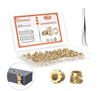 Dayalo Lot de 100 inserts filetés M3 x 4 x 4,6 pour accessoires d'impression 3D, douilles filetées en laiton, utilisables par la chaleur dans les pièces d'impression 3D en plastique