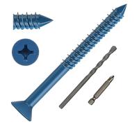 DAYALO Lot de 30 vis à béton à tête fraisée avec empreinte cruciforme M5,5 x 83, vis à béton galvanisée avec foret et embout de vissage pour maçonnerie, béton, architecture, industrie (bleu)
