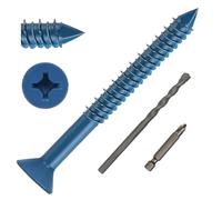DAYALO Lot de 30 vis à béton à tête fraisée avec empreinte cruciforme M6,5 x 70 mm Vis à béton galvanisée avec foret et embout de vissage pour maçonnerie, béton, architecture, industrie (bleu)