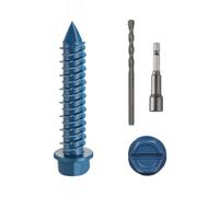 DAYALO Lot de 30 vis à béton à tête hexagonale M5,5 x 32 - Vis à béton galvanisée avec foret et clé à douille hexagonale - Pour maçonnerie, béton, architecture, industrie (bleu)