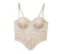 Dayaos Haut corset bustierIrrégulière Fishbone Corset Usure intérieure et extérieure Usure Camisole Femmes Corps Shaping Backless Tube Top(XS/Light Khaki)