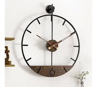 DAYDAYART Horloge Murale Moderne en Bois de Noyer, Grande décoration Murale Simple avec Cadre en métal, Horloge silencieuse sans tic-tac pour décoration de Salon, Cuisine, Chambre à Coucher,