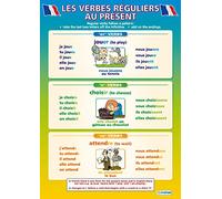 Daydream Education Les Verbes Réguliers au Présent | Affiches d'apprentissage des langues | Papier brillant laminé mesurant 850 mm x 594 mm (A1) | Tableaux des langues secondes pour la salle de classe