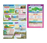 Daydream Education Lot de 3 affiches géographiques en papier brillant laminé 850 x 594 mm (A1)