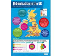 Daydream Education Urbanisation au Royaume-Uni | Poster géographique | Papier laminé brillant mesurant 850 mm x 594 mm (A1) | Poster de géographie en classe | Tableaux éducatifs par Daydream Education
