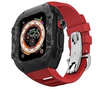 dayeer Boîtier en Fiber de carbone avec bracelet de montre en caoutchouc fluoré pour Apple Watch Ultra2 Ultra, Kit Mod pour hommes, sangle de couverture pour IWatch9 8 7 6 5 4 SE, accessoires de rempl