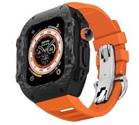dayeer Boîtier en Fiber de carbone avec bracelet de montre en caoutchouc fluoré pour Apple Watch Ultra2 Ultra, Kit Mod pour hommes, sangle de couverture pour IWatch9 8 7 6 5 4 SE, accessoires de rempl