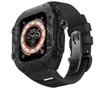 dayeer Boîtier en Fiber de carbone avec bracelet de montre en caoutchouc fluoré pour Apple Watch Ultra2 Ultra, Kit Mod pour hommes, sangle de couverture pour IWatch9 8 7 6 5 4 SE, accessoires de rempl