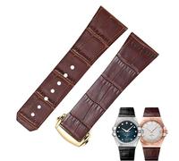 dayeer Bracelet de montre à encoche concave pour Omega Constellation DeVille Trésor Collection Bracelet de montre en cuir avec boucle déployante(Browng,23-11mm)