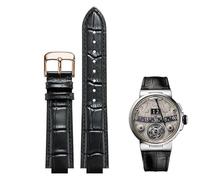 dayeer Bracelet de montre convexe en cuir pour Ulysse Nardin Marine 6300 263 6319, accessoire pour homme et femme(Black D rose,22-10mm)