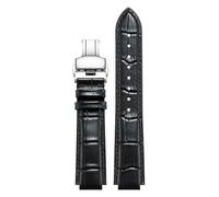 dayeer Bracelet de montre convexe en cuir pour Ulysse Nardin Marine 6300 263 6319, accessoire pour homme et femme(Black silver,22-10mm)