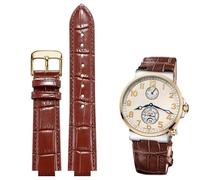 dayeer Bracelet de montre convexe en cuir pour Ulysse Nardin Marine 6300 263 6319, accessoire pour homme et femme(Brown D gold,22-10mm)