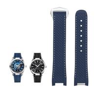 dayeer Bracelet de montre en caoutchouc fluoré pour Omega Seamaster AT150 300 Captain Gold Pointer World Time(Blues,20mm)