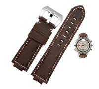 dayeer Bracelet de montre en cuir à ouverture convexe pour montre Timex Compass T2n739 T2n720 T2n721(Dark brown silver)