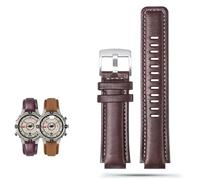 dayeer Bracelet de montre en cuir à ouverture convexe pour montre Timex Compass T2n739 T2n720 T2n721(Brown silver buckle)
