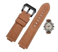 dayeer Bracelet de montre en cuir à ouverture convexe pour montre Timex Compass T2n739 T2n720 T2n721(Light brown black)