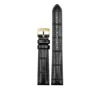 dayeer Bracelet de montre en cuir avec boucle ardillon pour Omega De Ville Trésor III Speedmaster Seamaster, pour hommes et femmes(Blackg,16mm)