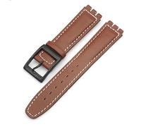 dayeer Bracelet de montre en cuir de vachette pour Swatch, accessoire de remplacement pour homme et femme(Brown white)