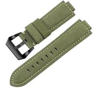 dayeer Bracelet de montre en cuir givré pour TIMEX Tidal T2N720/T2N72, interface convexe, bracelet en cuir de vache(Green black clasp,14mm)
