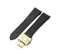 dayeer Bracelet de montre en cuir pour Cartier Santos Sandoz Série 100 avec boucle spéciale en acier inoxydable(Black-Golden-Z8,23mm)