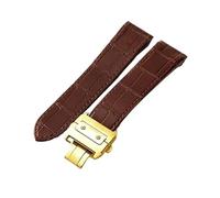 dayeer Bracelet de montre en cuir pour Cartier Santos Sandoz Série 100 avec boucle spéciale en acier inoxydable(Brown-Golden-Z8,23mm)