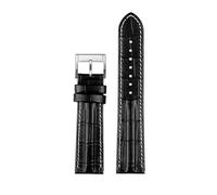 dayeer Bracelet de montre en cuir pour homme Hamilton Khaki H7060573, texture cuir de vache(A black W silver,20mm)