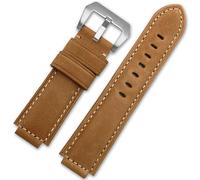 dayeer Bracelet de montre en cuir pour Timex Tide T2n721, T2n720, Tw2t76500, bracelet à ouverture surélevée, accessoires(Khaki-Steel-K11)