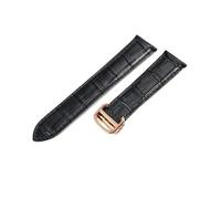 dayeer Bracelet de montre en cuir véritable pour Cartier Tank London Solo, étanche et confortable, en cuir de vachette, à une seule extrémité(Black-Rose-Z4,16mm)
