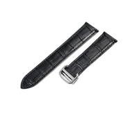 dayeer Bracelet de montre en cuir véritable pour Cartier Tank London Solo, étanche et confortable, en cuir de vachette, à une seule extrémité(Black-Steel-Z4,23mm)