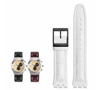 dayeer Bracelet de montre en cuir véritable pour SWATCH YRS YCS Bracelet de montre unisexe en cuir avec boucle ardillon(Whiteb a,19mm)