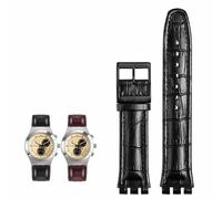 dayeer Bracelet de montre en cuir véritable pour SWATCH YRS YCS Bracelet de montre unisexe en cuir avec boucle ardillon(Blackb a,19mm)
