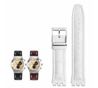 dayeer Bracelet de montre en cuir véritable pour SWATCH YRS YCS Bracelet de montre unisexe en cuir avec boucle ardillon(Whites a,19mm)