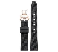 dayeer Bracelet de montre en fluoroélastomère pour montre d'aviation Hamilton Khaki Field Navy Jazzmaster avec boucle papillon(Blackr,21mm)