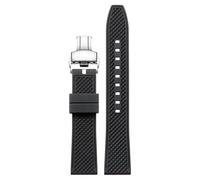 dayeer Bracelet de montre en fluoroélastomère pour montre d'aviation Hamilton Khaki Field Navy Jazzmaster avec boucle papillon(Blacks,21mm)