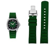 dayeer Bracelet de montre incurvé en caoutchouc pour homme, pour Mido Multifort TV M049.526, bracelet de montre sport à dégagement rapide, bracelet en silicone vert bleu(Green silver Folding)