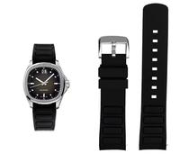 dayeer Bracelet de montre incurvé en caoutchouc pour homme, pour Mido Multifort TV M049.526, bracelet de montre sport à dégagement rapide, bracelet en silicone vert bleu(Black silver pin)