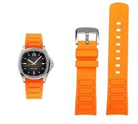dayeer Bracelet de montre incurvé en caoutchouc pour homme, pour Mido Multifort TV M049.526, bracelet de montre sport à dégagement rapide, bracelet en silicone vert bleu(Orange Silver pin)