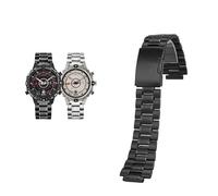 dayeer Bracelet en acier cranté pour montre Timex Tide Expedition Mariner T2N721 TW2V49000(Black b)