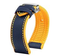 dayeer Bracelet en caoutchouc fluoré pour montre Blancpain Fifty Fathoms 5000 5015 5015D 5006 5008(A-Blue yellow steel,23mm)